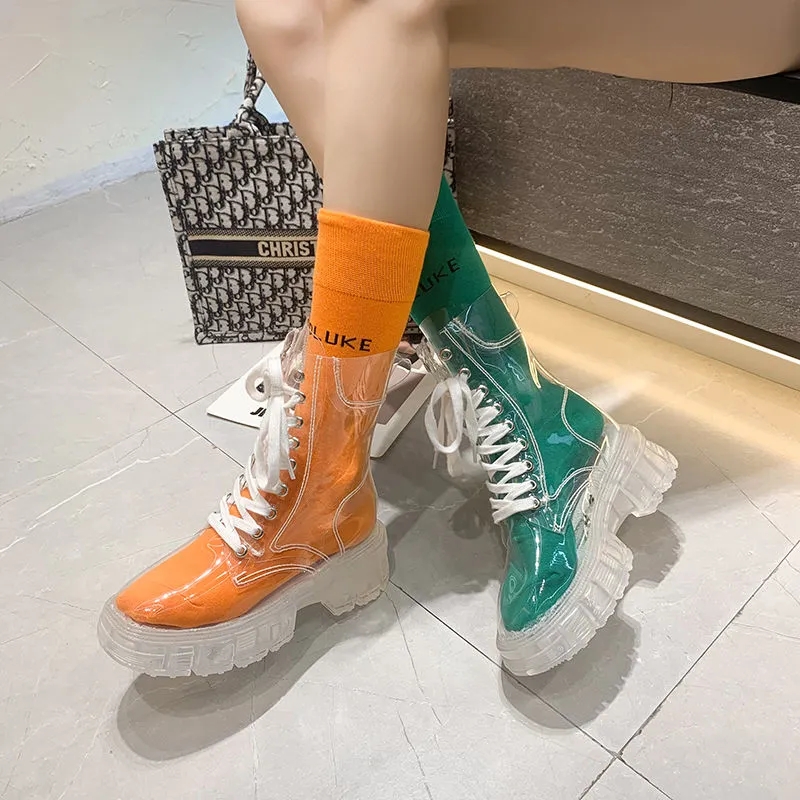 Women'S Fashion Rain Boots - Transparante Platform Laarzen 2026 Nieuwe Mode
