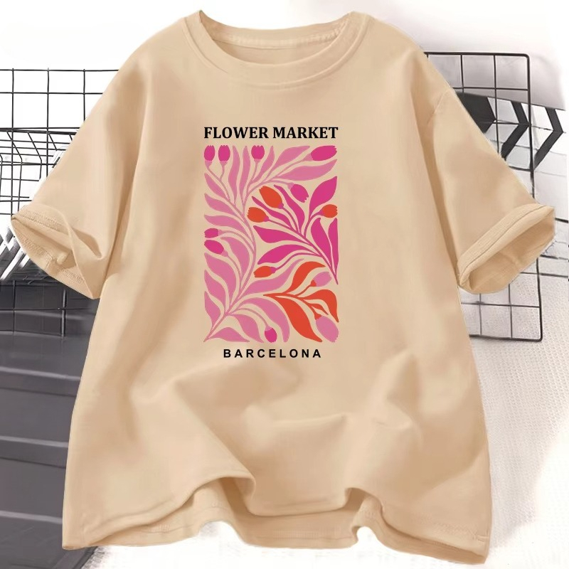Women'S Fashion Market Size - Bloemenmarkt Barcelona T-shirt Dames Katoenen Bloemen