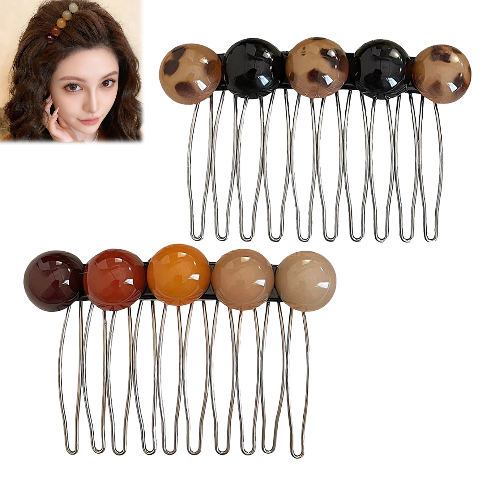 Women Fashion Hair Style - Koreaanse stijl eenvoudige kralen haar kamclips