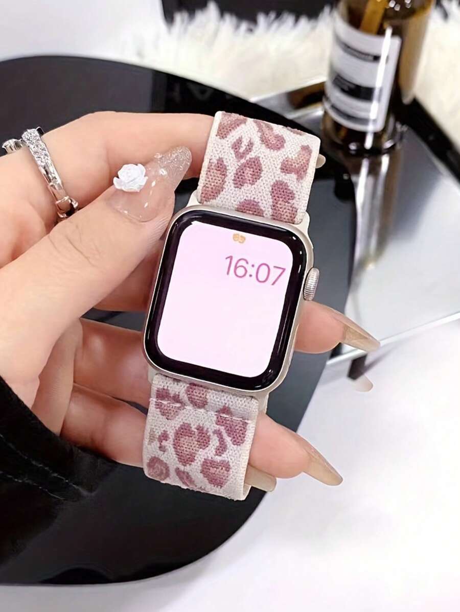 Women Fashion Over 40 - Chique nylon band met luipaardprint, compatibel