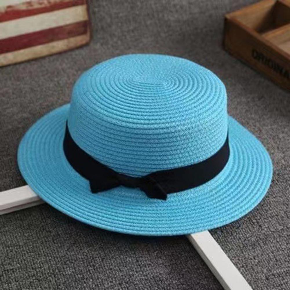 Straw Hat Summer - Handgeweven strohoed, strandstrohoed, platte bovenkant, brede