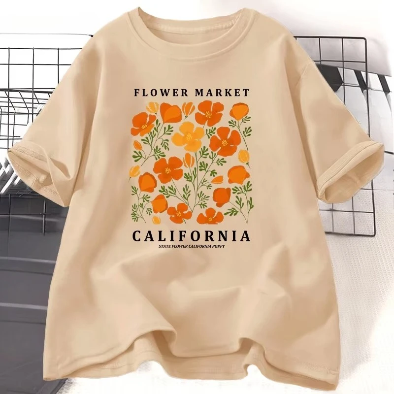 Bloemenmarkt Californië T-shir - Women'S Fashion Market Size recensie en prijs